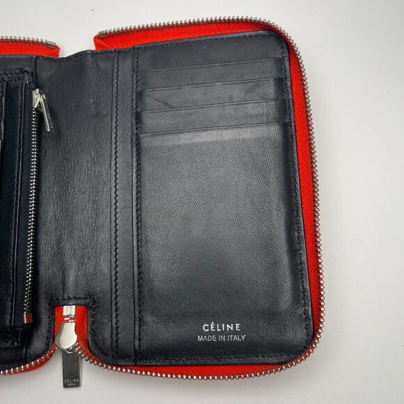 Celine Leather Zip Around Compact Bifold Wallet in Orange - Preowned - Picture 10 of 16